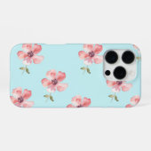 Pink Floral Phone Case – Blue Pastel Pattern iPhone Hülle (Rückseite (Horizontal))