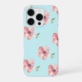 Pink Floral Phone Case – Blue Pastel Pattern iPhone 16 Pro Hülle