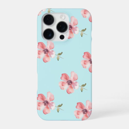 Pink Floral Phone Case – Blue Pastel Pattern iPhone Hülle (Rückseite)