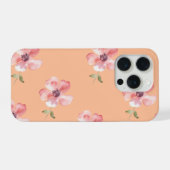 Pink Floral Phone Case – Orange Pastel Pattern iPhone Hülle (Rückseite (Horizontal))