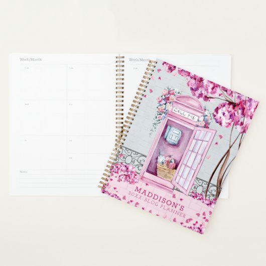 Pink Floral Phone Stand Personalisiert Blog Plane Planer (Anzeige)