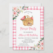 Pink Floral Picnic Basket Picnic Geburtstag Einladung (Vorderseite)