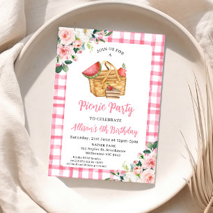 Pink Floral Picnic Basket Picnic Geburtstag Einladung