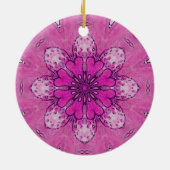 PINK FLORAL pink violett lila weiß Keramik Ornament (Hinten)