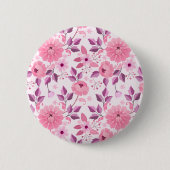 Pink Floral Planner with Elegant Blossoms Button (Vorderseite)