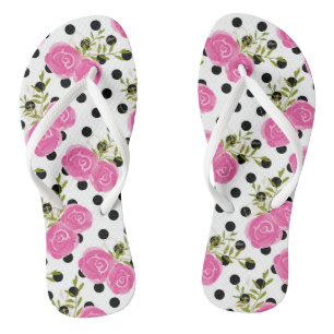 Pink Floral Polka dot Flip Flops Badesandalen
