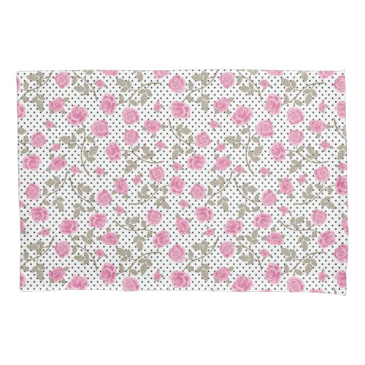 Pink Floral Polka Dot Pattern Kissenbezug (Vorderseite)