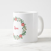 Pink Floral Pomegranate Jumbo Liebe Tasse (Vorderseite Rechts)