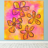 Pink Floral Pop Leinwanddruck (Insitu (Holzboden))