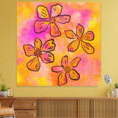 Pink Floral Pop Leinwanddruck (Insitu (Wohnzimmer))