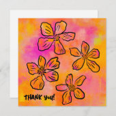 Pink Floral Pop "Thank you!" Dankeskarte (Vorne/Hinten)