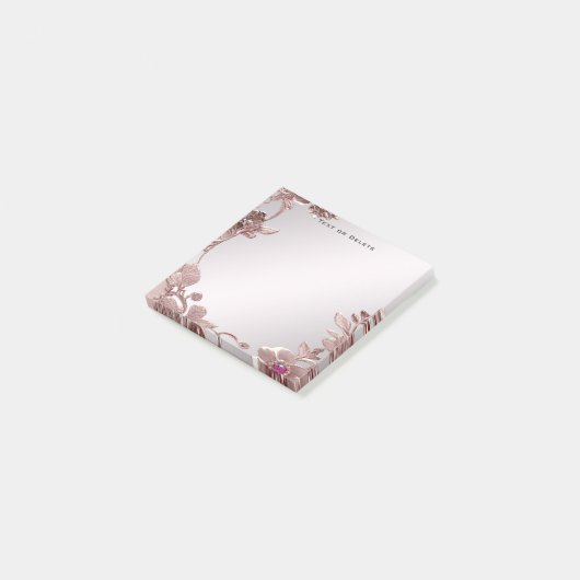 Pink Floral Post It Notes Post-it Klebezettel (angewinkelt)