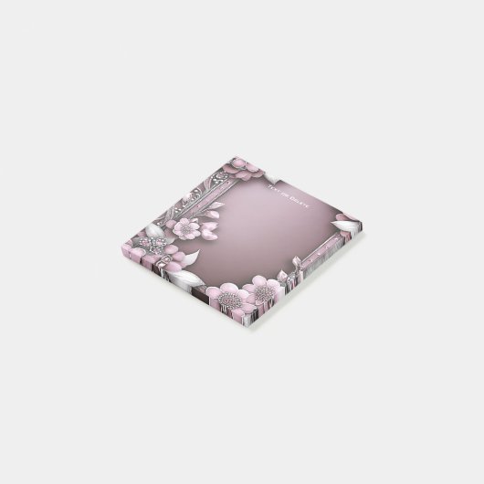 Pink Floral Post It Notes Post-it Klebezettel (angewinkelt)