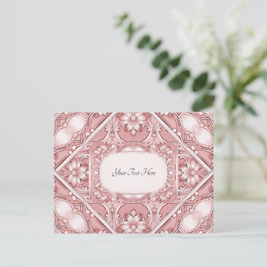 Pink Floral Postkarte (Stehend Vorderseite)