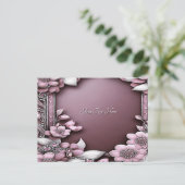 Pink Floral Postkarte (Stehend Vorderseite)