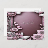 Pink Floral Postkarte (Vorne/Hinten)