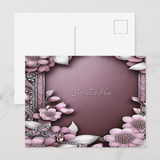 Pink Floral Postkarte (Vorne/Hinten)