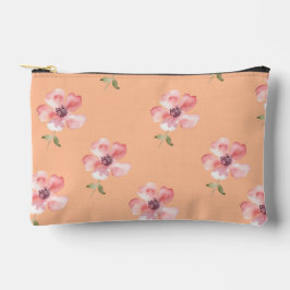 Pink Floral Pouch – Orange Pastel Pattern Zubehörtasche