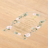 Pink Floral Primera Comunión Twins Holy Communion Acryleinladungen (Ablage )