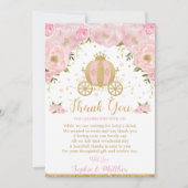 Pink Floral Princess Kinderdusche Pumpkin Carriage Dankeskarte (Vorderseite)