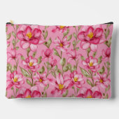 Pink Floral Print Cosmetic Bag Zubehörtasche (Vorderseite)