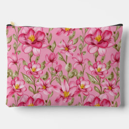 Pink Floral Print Cosmetic Bag Zubehörtasche