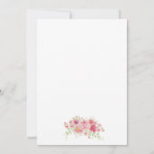 Pink Floral Probe Abendessen Einladung (Rückseite)