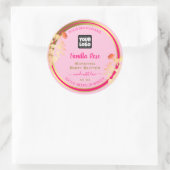 Pink Floral Product Packaging Labels Custom Logo Runder Aufkleber (Tasche)