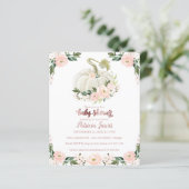 Pink Floral Pumpkin Baby Dusche Budget Einladung (Stehend Vorderseite)