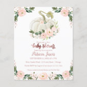 Pink Floral Pumpkin Baby Dusche Budget Einladung (Vorderseite)