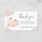 Pink Floral Pumpkin Baby Dusche Danke Karten (Vorderseite)