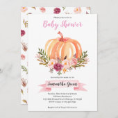 Pink Floral Pumpkin Baby Dusche Einladung (Vorne/Hinten)