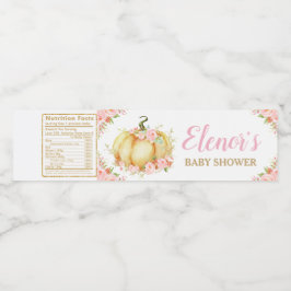 Pink Floral Pumpkin Baby Shower Baby Girl Gefallen Wasserflaschenetikett