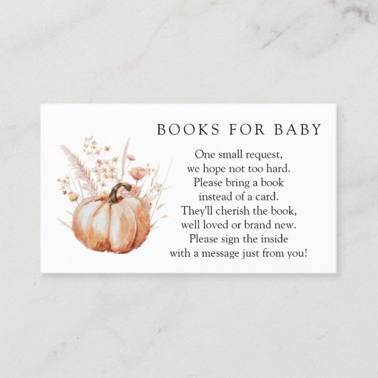 Pink Floral Pumpkin Books for Baby Enclosure Card Visitenkarte (Vorderseite)