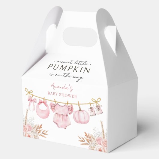 Pink Floral Pumpkin Fall Baby Dusche Box Geschenkschachtel (Vorderseite)