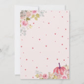 Pink Floral Pumpkin Fall Baby Dusche Einladung (Rückseite)
