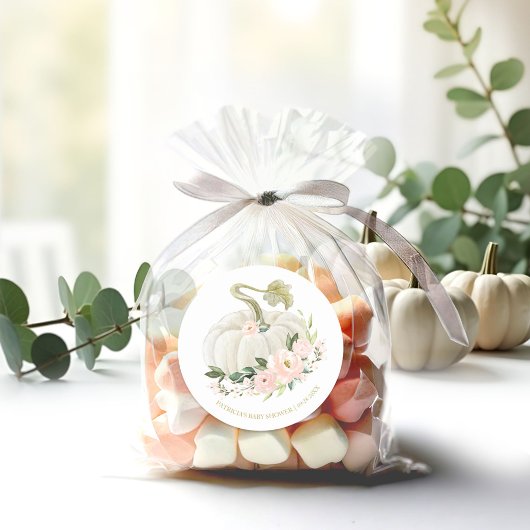 Pink Floral Pumpkin Fall Baby Dusche Runder Aufkleber
