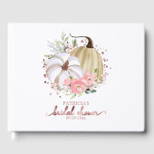 Pink Floral Pumpkin Fall Brautparty Gästebuch (Vorderseite)