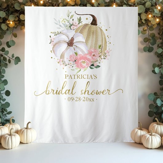 Pink Floral Pumpkin Fall Brautparty Hintergrund Wandteppich