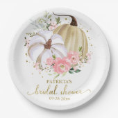 Pink Floral Pumpkin Fall Brautparty Pappteller (Vorderseite)