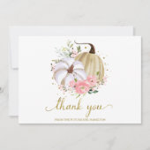 Pink Floral Pumpkin Fall Brautparty Vielen Dank Einladung (Vorderseite)