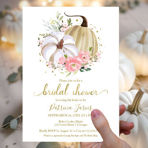 Pink Floral Pumpkin Fall Bridal Dusche Einladung
