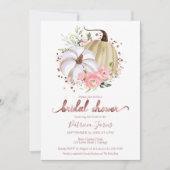 Pink Floral Pumpkin Fall Bridal Dusche Einladung (Vorderseite)