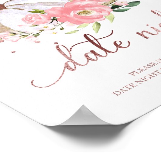 Pink Floral Pumpkin Fall Datum Night Jar Zeichen Poster (Ecke)