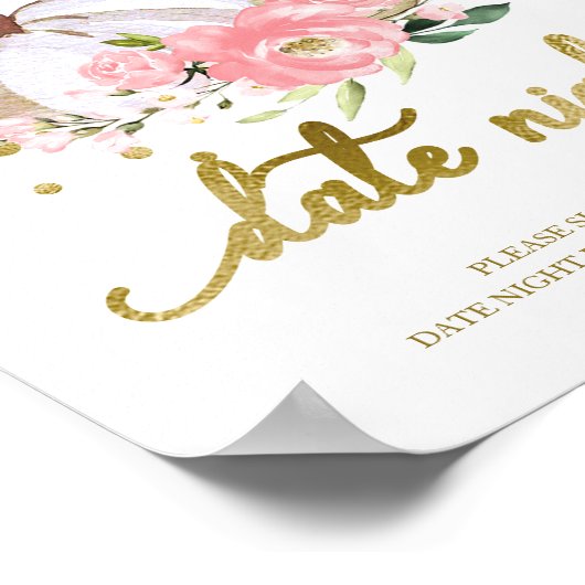 Pink Floral Pumpkin Fall Datum Night Jar Zeichen Poster (Ecke)