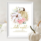 Pink Floral Pumpkin Fall Datum Night Jar Zeichen Poster