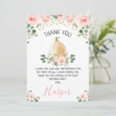 Pink Floral Pumpkin Geburtstag Danke Karte (Stehend Vorderseite)