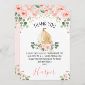 Pink Floral Pumpkin Geburtstag Danke Karte (Vorne/Hinten)