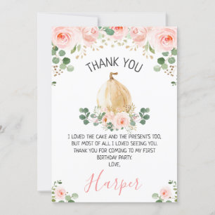 Pink Floral Pumpkin Geburtstag Danke Karte