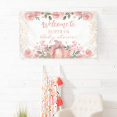 Pink Floral Pumpkin Girl Babydusche Banner (Insitu)